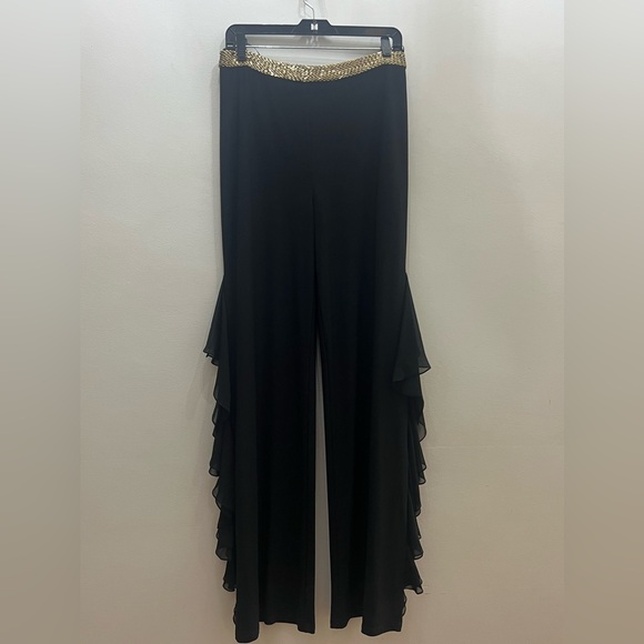 Gold Crop Halter Top & Black Wide-Leg Pants Set - Picture 8 of 13